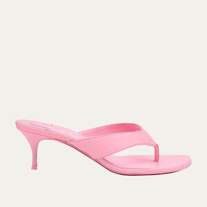 Christian Louboutin RARATONGA 55  Leather Thong Mule Sandals Heels Shoes